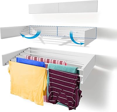 Étendoir à linge mural rétractable step up de 40 lb 116 pieds linéaires