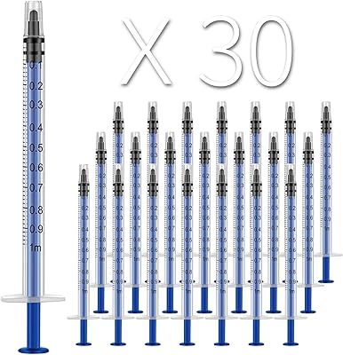 Paquet de 30 seringues en plastique de 1 ml, embout luer slide, scellées