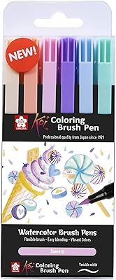 Ensemble de pinceaux de couleur sakura koi, pastels, lot de 6