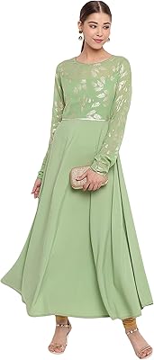 Kurta en crêpe poly vert clair janasia pour femme indienne