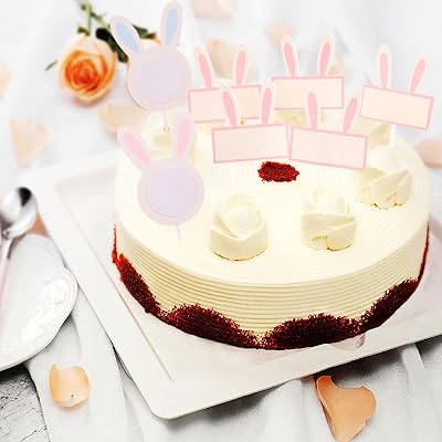 30 pièces créatives oreilles de lapin décoration de gâteau au fromage cure-dents autocollants