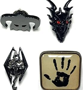 Silver buffalo the elder scrolls v skyrim - lot de 4 épingles à revers, noir, taille unique, argent. Vos marques préférées à prix réduits sur Diaytar
