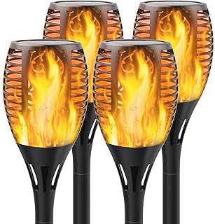 Lumières torches à énergie solaire bermandi avec flamme vacillante lampe de jardin effet