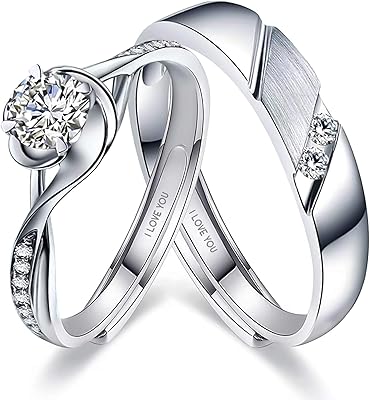 Ensemble de bagues assorties pour couples pour elle et lui, bague de fiançailles