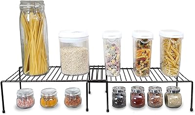 Étagère de rangement pour armoire - grands supports et supports de rangement de cuisine extensibles - fil d'acier métallique - armoire, plat, table, organisateur de garde-manger. Diaytar : Quand qualité rime avec économie