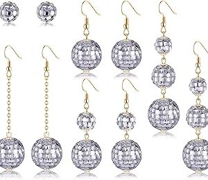 3/5 paires de boucles d'oreilles disco boule à facettes, boucles d'oreilles miroir années 60 et 70 pour femmes, accessoires de costumes de fête disco country, cadeaux pour les amateurs de musique. La marketplace qui fait du bien à votre budget : Diaytar