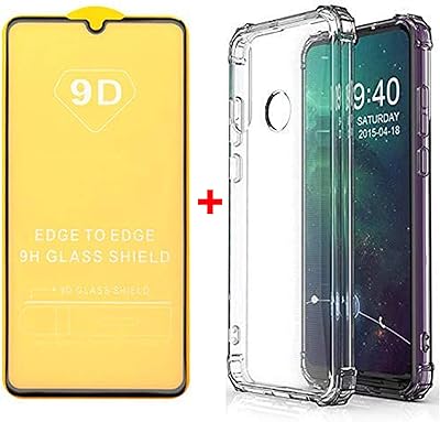 Coque huawei y6p avec protecteur d'écran en verre trempé 9d compatible avec huawei