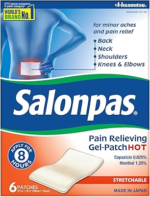 Patchs de gel anti-douleur chaud salonpas, 6 chacun (paquet de 2)