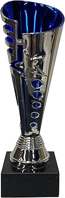 Trophée express medals awards blue silver star avec base en marbre pour championnats