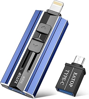 Ea top mémoire flash usb 512 go pour iphone pour stocker des photos et des clips vidéo, mémoire flash pour stocker des photos et des téléphones portables, compatible avec iphone, ipad, android et ordinateurs (bleu foncé). Gagnez du temps et de l'argent avec Diaytar