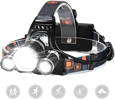 Lampe frontale led vocatin lampe de poche rechargeable avec 3 lumières