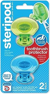 Protecteur de brosse à dents sterepod avec clip, vert et bleu, 2