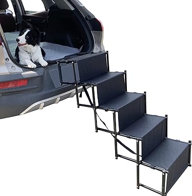 Yep hho rampe d'escalier pliante améliorée en 5 marches pour animaux de compagnie
