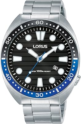 Montre à quartz analogique pour homme avec bracelet en acier inoxydable rh921lx9, noir/blanc