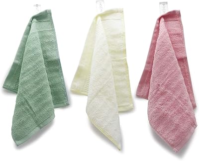 Ensemble de serviettes pour le visage 3 pièces, crème, vert, rose