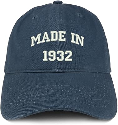 Casquette en coton brossé 90e anniversaire brodée made in 1928 - bleu marine
