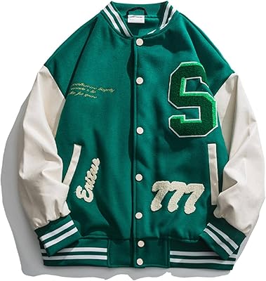 Veste de baseball en cuir pu pour hommes, vestes universitaires classiques amples