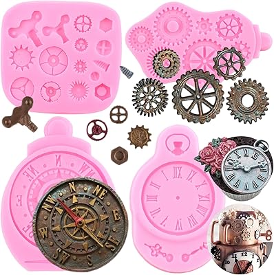 Moule à engrenages my brax steampunk, boussole, roues et engrenages, moule en silicone pour gâteau, cupcakes, bonbons, chocolat, moule à pâte polymère, lot de 4. Redéfinissez vos attentes shopping avec Diaytar