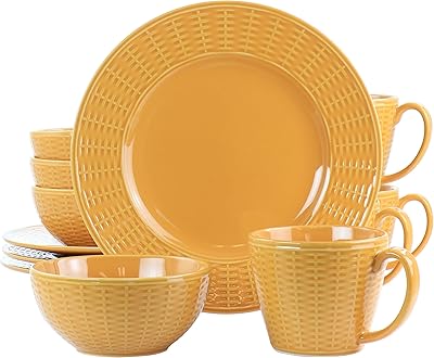 Service de table en céramique gibson home cairo sunset, 12 pièces, orange