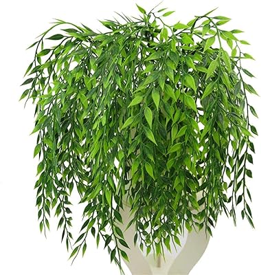 Saule pleureur artificiel, plantes en plastique vert, fausses feuilles de vigne suspendues, couronne