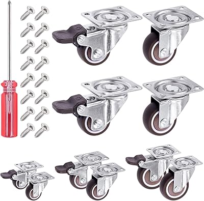 Ensemble de 21 roulettes pivotantes tanstic, roulettes en caoutchouc de 1 pouce