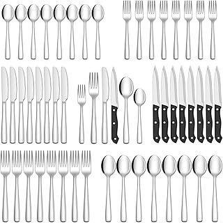 Ensemble de couverts en argent 48 pièces avec couteaux à steak pour 8