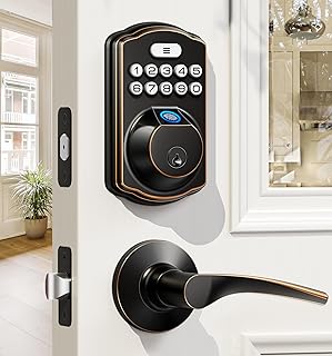 Serrure de porte à empreintes digitales avec 2 poignées à levier, serrure