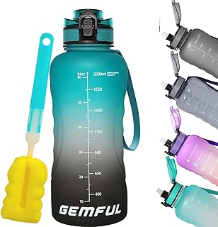 Grande bouteille d'eau jimful de 2 l avec paille et marqueurs de temps