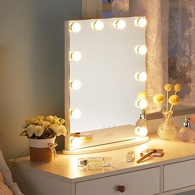 Miroir de maquillage de table hollywood de luxe avec lumière à intensité variable