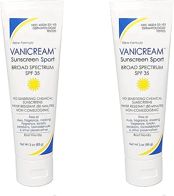 Crème solaire vanicream sport spf 35, 118 ml (pack de 2)