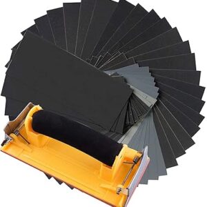 50 pièces, papier de verre humide et sec avec bloc de ponçage pour la finition des meubles en bois, le polissage des métaux et le polissage des voitures, de 120 à 800 papiers de verre assortis. Diaytar : L'excellence du service, la douceur des prix