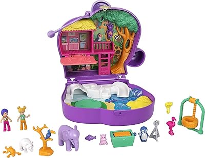 Jouet animal éléphant compact polly pocket adventure avec mini poupées et bella