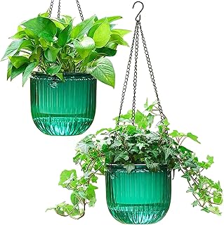 White shop lot de 2 jardinières suspendues à arrosage automatique