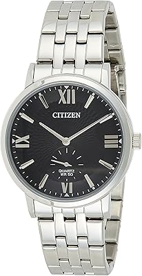 Montre à quartz pour homme citizen, affichage analogique et bracelet en acier inoxydable