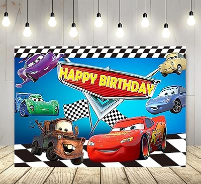 Toile de fond de voitures de course pour fournitures de fête d'anniversaire d'enfants