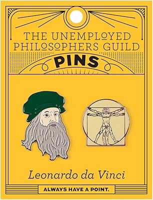 Ensemble de broches en émail léonard de vinci et l'homme de vitruve