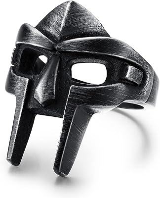 Bague masque doom pour homme style gladiateur bague en acier inoxydable