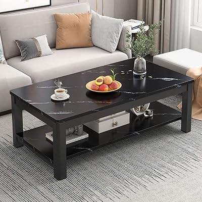 Table basse simple à 2 niveaux petite table thé rectangulaire moderne en placage