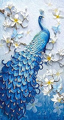 Peinture diamant paon faite à la main, broderie au point de croix, autocollants