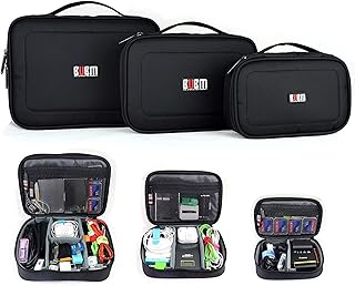3 pièces ensemble câble de bureau de voyage rembourré équipement organisateur d'accessoires