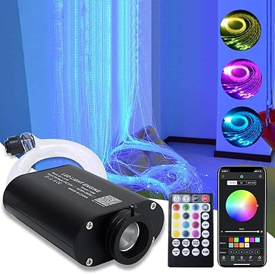 Kit de rideau lumineux en fibre optique rgbw 16w lumière en cascade points