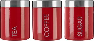 Boîtes à thé, café et sucre liberty premier housewares - lot de 3, rouge – Photo produit Dakar Sénégal – Livraison rapide Boîtes à thé, café et sucre liberty premier housewares - lot de 3, rouge. La plateforme e-commerce qui démocratise la consommation : Diaytar