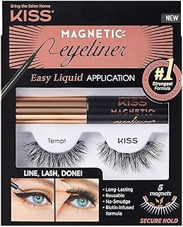 Kit eye-liner et cils magnétiques kiss température 1 paire de faux-cils avec 5