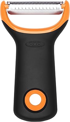 Éplucheur à julienne en acier inoxydable oxo good grips, noir, 4,2" l x