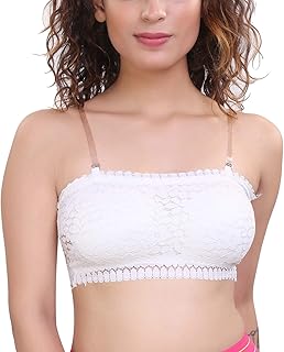 Soutien-gorge rembourré sans bretelles en dentelle sans couture avec bonnets souples amovibles, taille