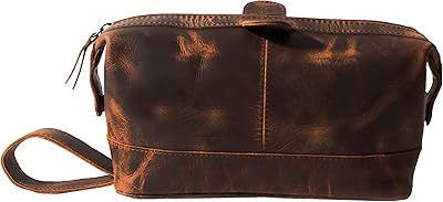 Trousse de toilette pour hommes en cuir véritable buffalo trousse imperméable