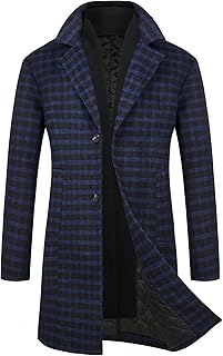 Manteau d'hiver en laine coupe ajustée pour hommes, manteau de pluie long