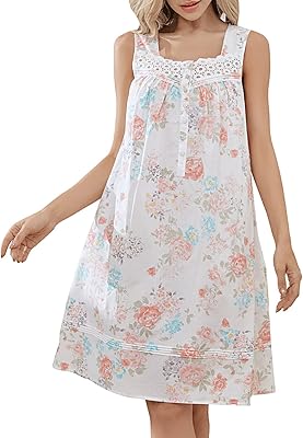 Chemise de nuit en coton sans manches pour femme magnifique et confortable