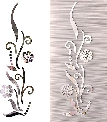 Décoration murale de miroir de fleur 3d, autocollant mural stéréoscopique de miroir