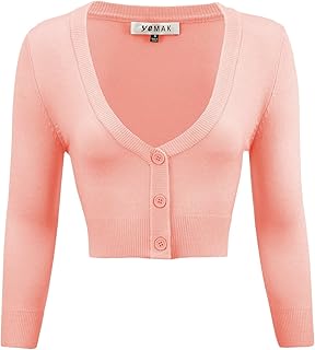 Cardigan boléro court pour femme - classique basique pull décontracté col en v manches 3/4 boutonné tricoté doux (s-4xl). Diaytar Sénégal : Des produits pour toute la famille à prix cassés